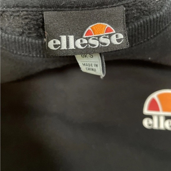 ELLESSE Sweatshirt Men's Small Pullover Crew Neck Long Sleeve Black Logo - Picture 2 of 7